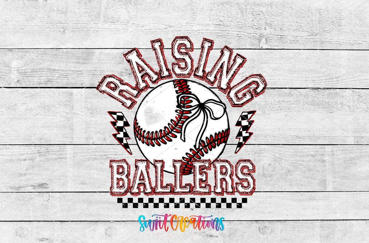 Raising Ballers Baseball UV DTF transfer shown as a full artwork preview from Swiit Creations