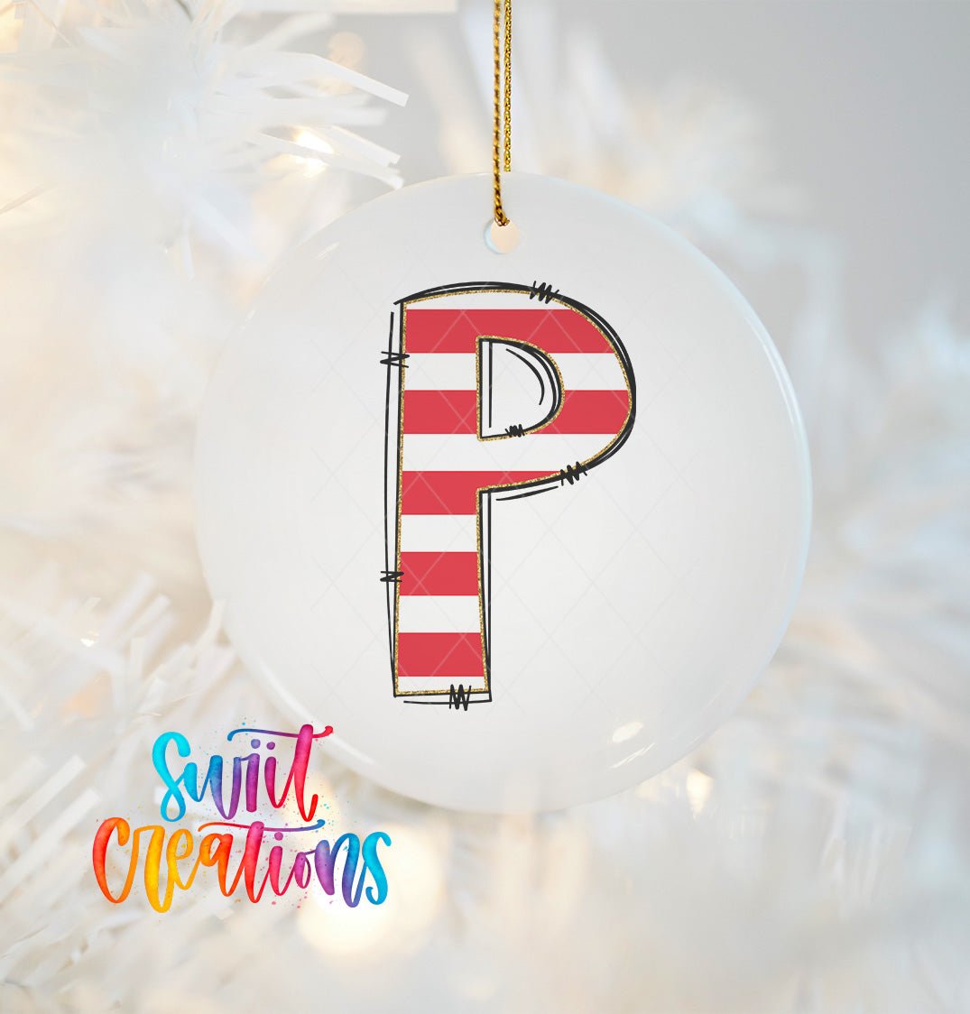 Red Stripe Personalized Christmas Ornament CFO07 - Swiit Creations