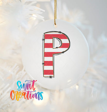 Red Stripe Personalized Christmas Ornament CFO07 - Swiit Creations
