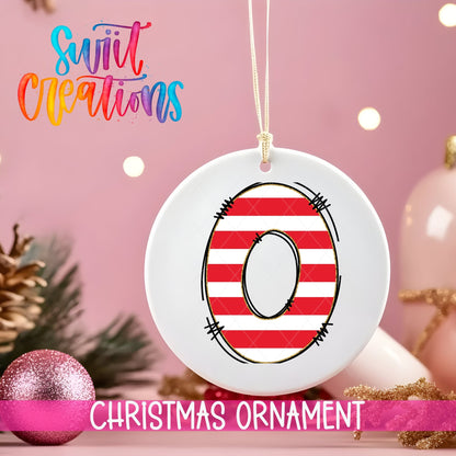 Red Stripe Personalized Christmas Ornament CFO07 - Swiit Creations