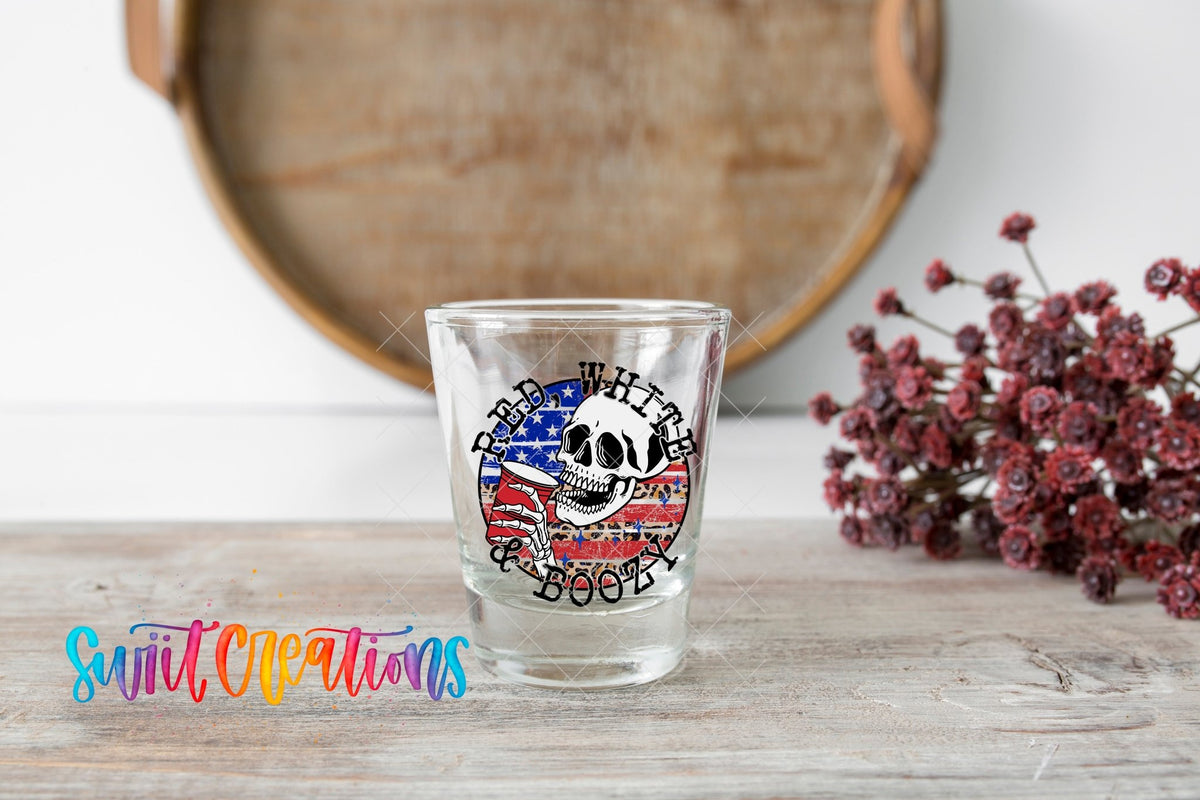 Red White and Boozy UV DTF Shot Glass Transfer | SG889 - Swiit Creations