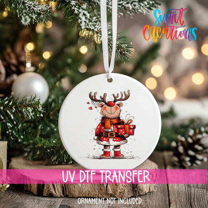 Reindeer Christmas UV DTF Ornament Transfer | O-1255 - Swiit Creations