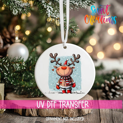 Reindeer Christmas UV DTF Ornament Transfer | O-1256 - Swiit Creations