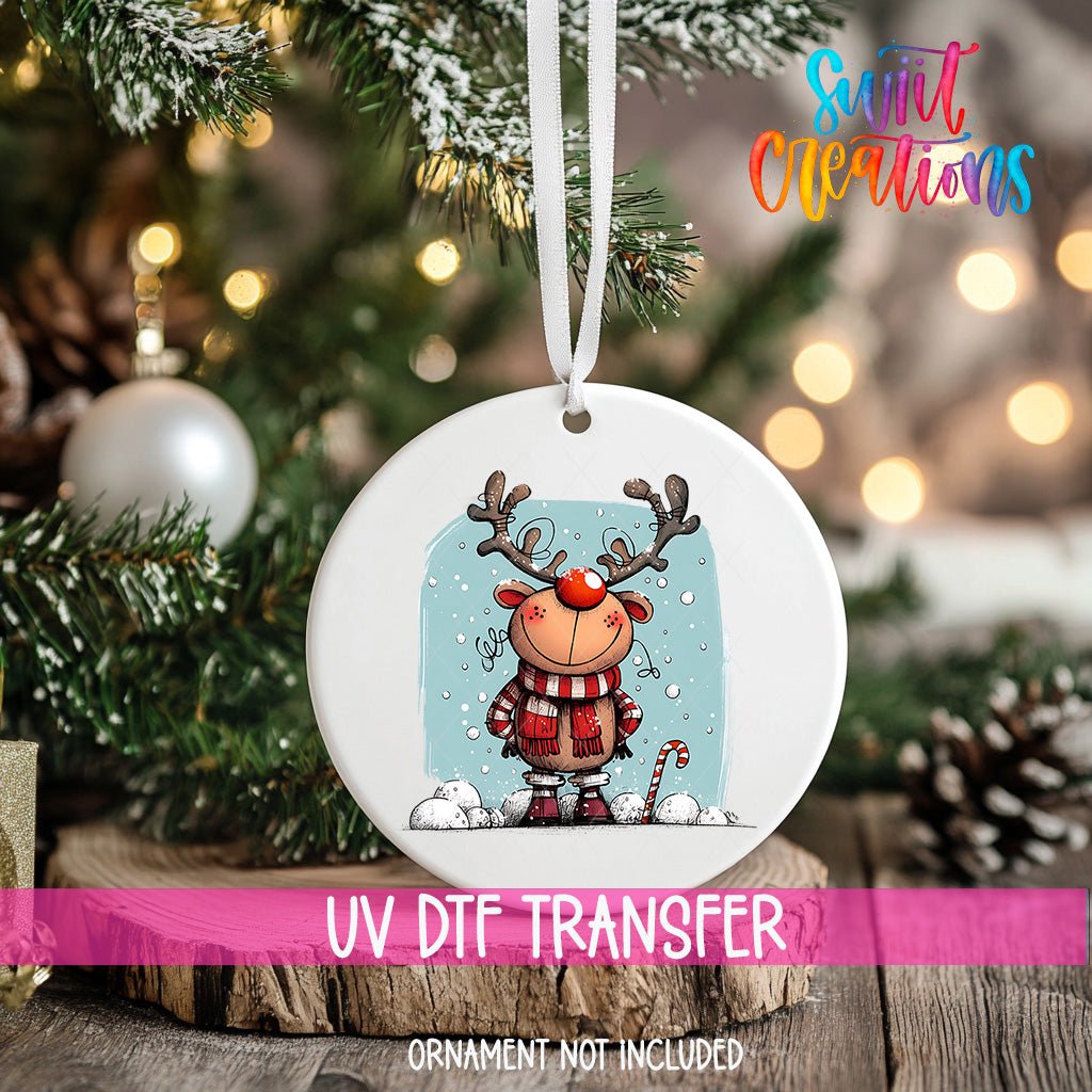 Reindeer Christmas UV DTF Ornament Transfer | O-1257 - Swiit Creations