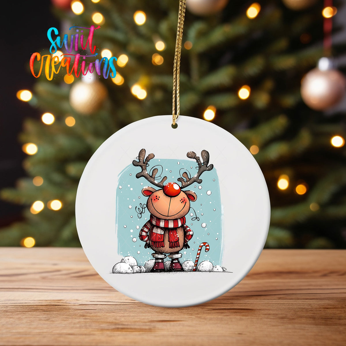 Reindeer Christmas UV DTF Ornament Transfer | O-1257 - Swiit Creations