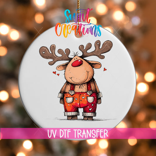 Reindeer Christmas UV DTF Ornament Transfer | O-1260 - Swiit Creations
