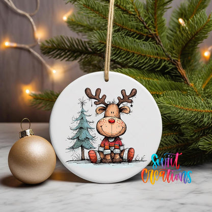 Reindeer Christmas UV DTF Ornament Transfer | O-1268 - Swiit Creations