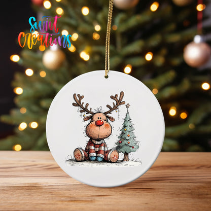 Reindeer Christmas UV DTF Ornament Transfer | O-1269 - Swiit Creations