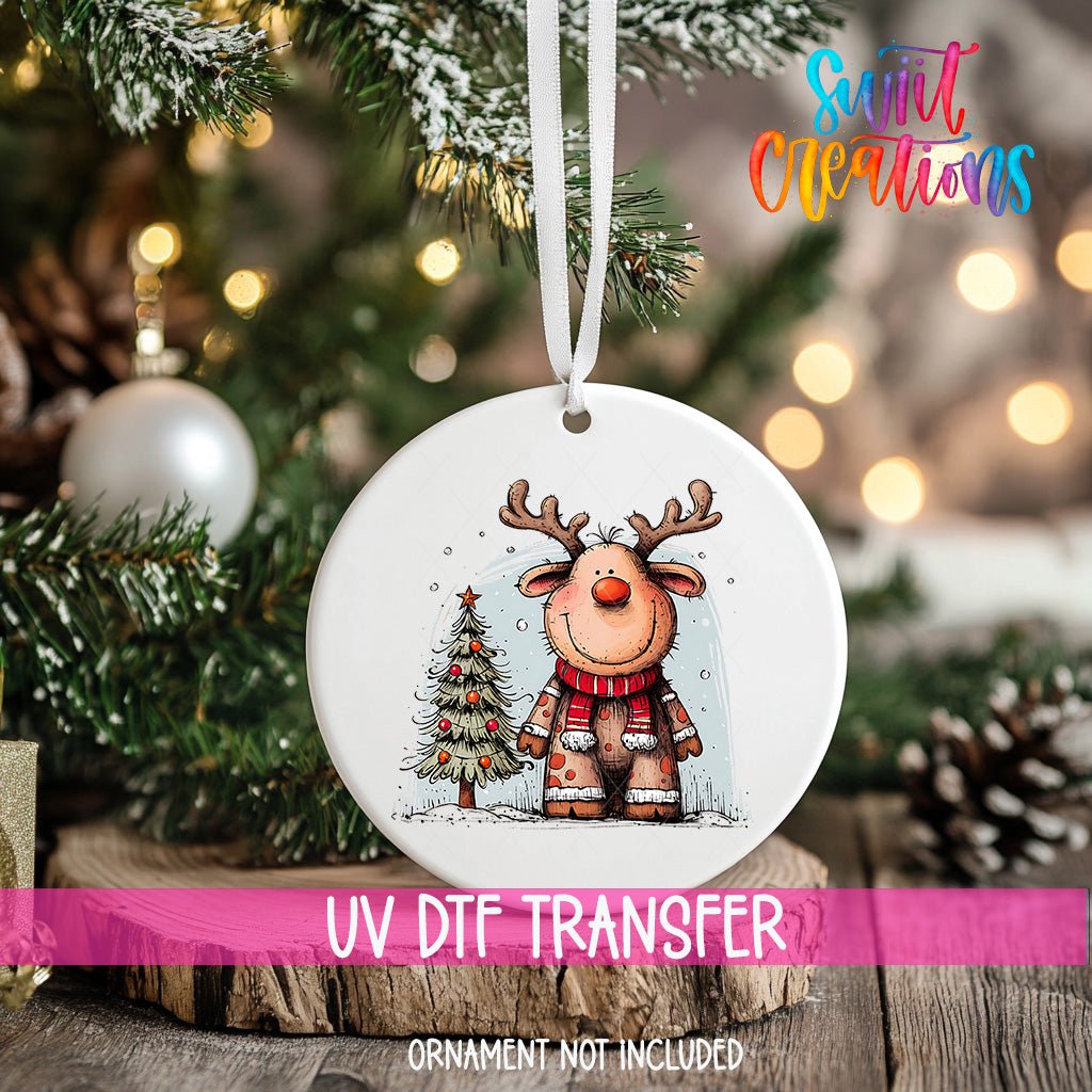 Reindeer Christmas UV DTF Ornament Transfer | O-1270 - Swiit Creations