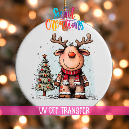 Reindeer Christmas UV DTF Ornament Transfer | O-1270 - Swiit Creations