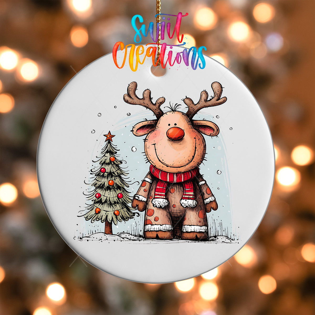 Reindeer Christmas UV DTF Ornament Transfer | O-1270 - Swiit Creations