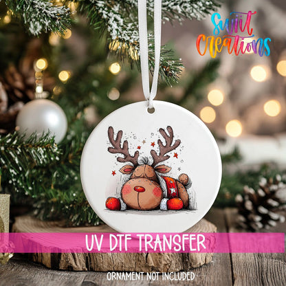 Reindeer Christmas UV DTF Ornament Transfer | O-1272 - Swiit Creations