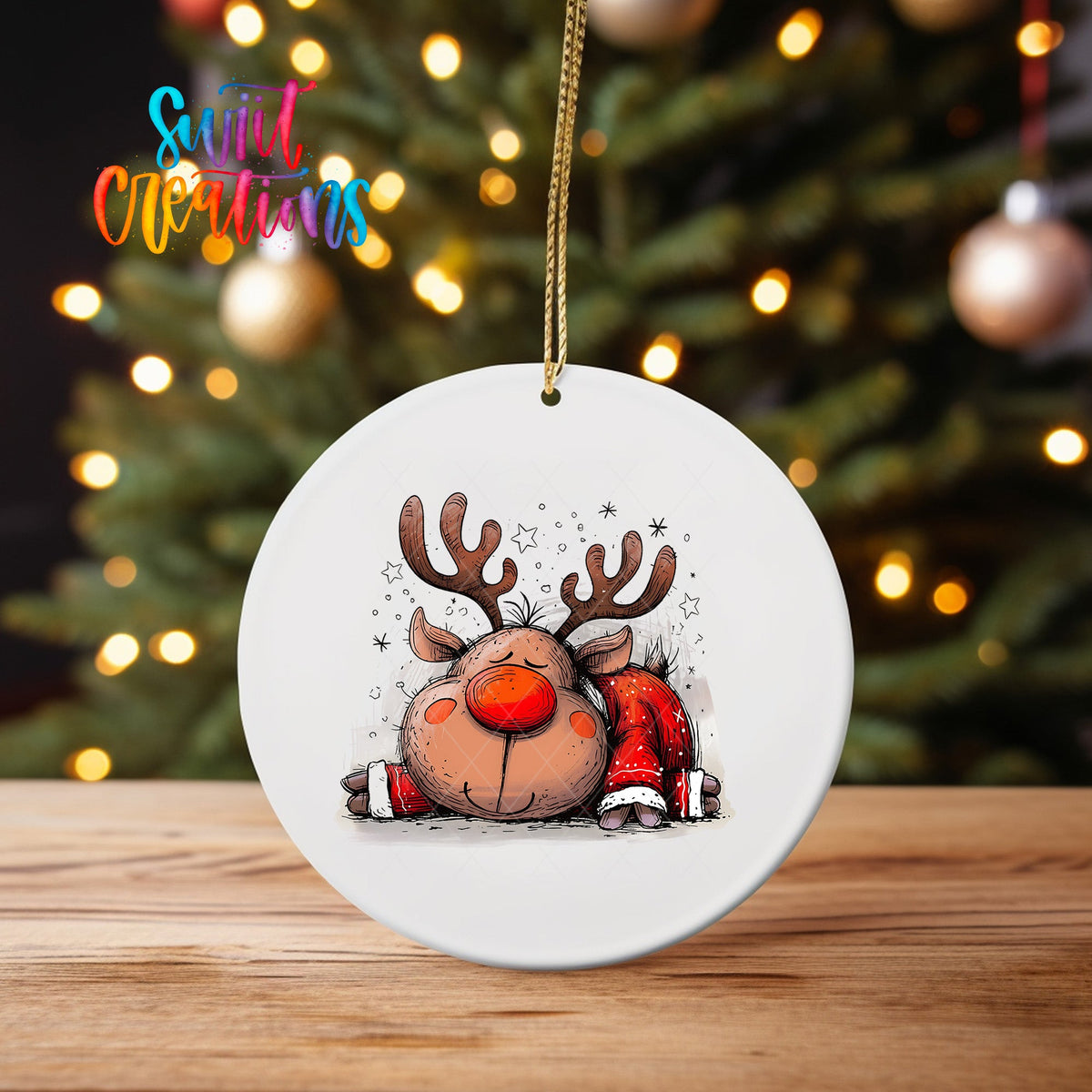 Reindeer Christmas UV DTF Ornament Transfer | O-1273 - Swiit Creations