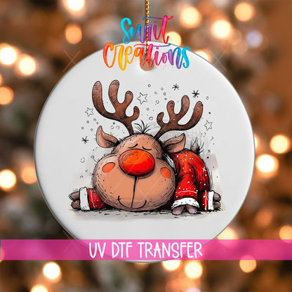 Reindeer Christmas UV DTF Ornament Transfer | O-1273 - Swiit Creations