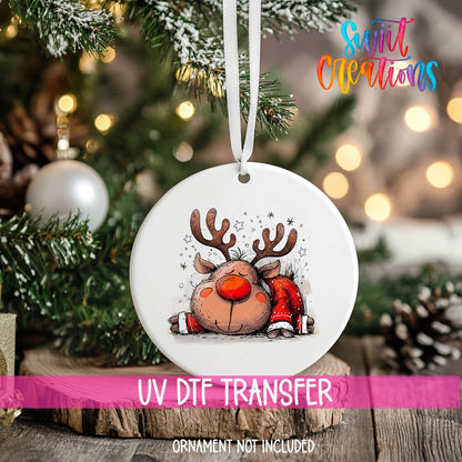 Reindeer Christmas UV DTF Ornament Transfer | O-1273 - Swiit Creations