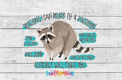 Relate to a Raccoon UV DTF transfer shown as a full artwork preview from Swiit Creations