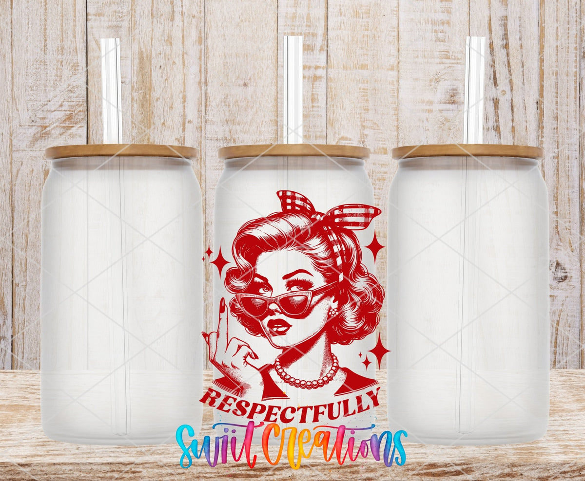 Respectfully Retro Pin Up UV DTF Cup Decal | UV923 - Swiit Creations