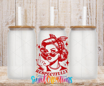 Respectfully Retro Pin Up UV DTF Cup Decal | UV923 - Swiit Creations