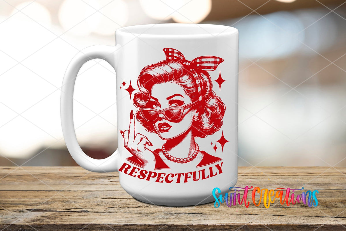 Respectfully Retro Pin Up UV DTF Cup Decal | UV923 - Swiit Creations