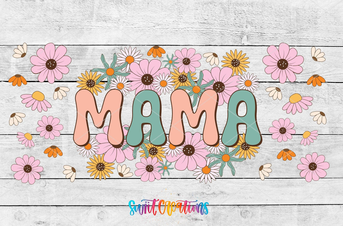 Retro Mama UV DTF Transfer Tumbler Wrap | Floral Boho Mom Cup Decal | DTF048 - Swiit Creations