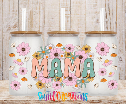 Retro Mama UV DTF Transfer Tumbler Wrap | Floral Boho Mom Cup Decal | DTF048 - Swiit Creations