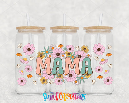 Retro Mama UV DTF Transfer Tumbler Wrap | Floral Boho Mom Cup Decal | DTF048 - Swiit Creations
