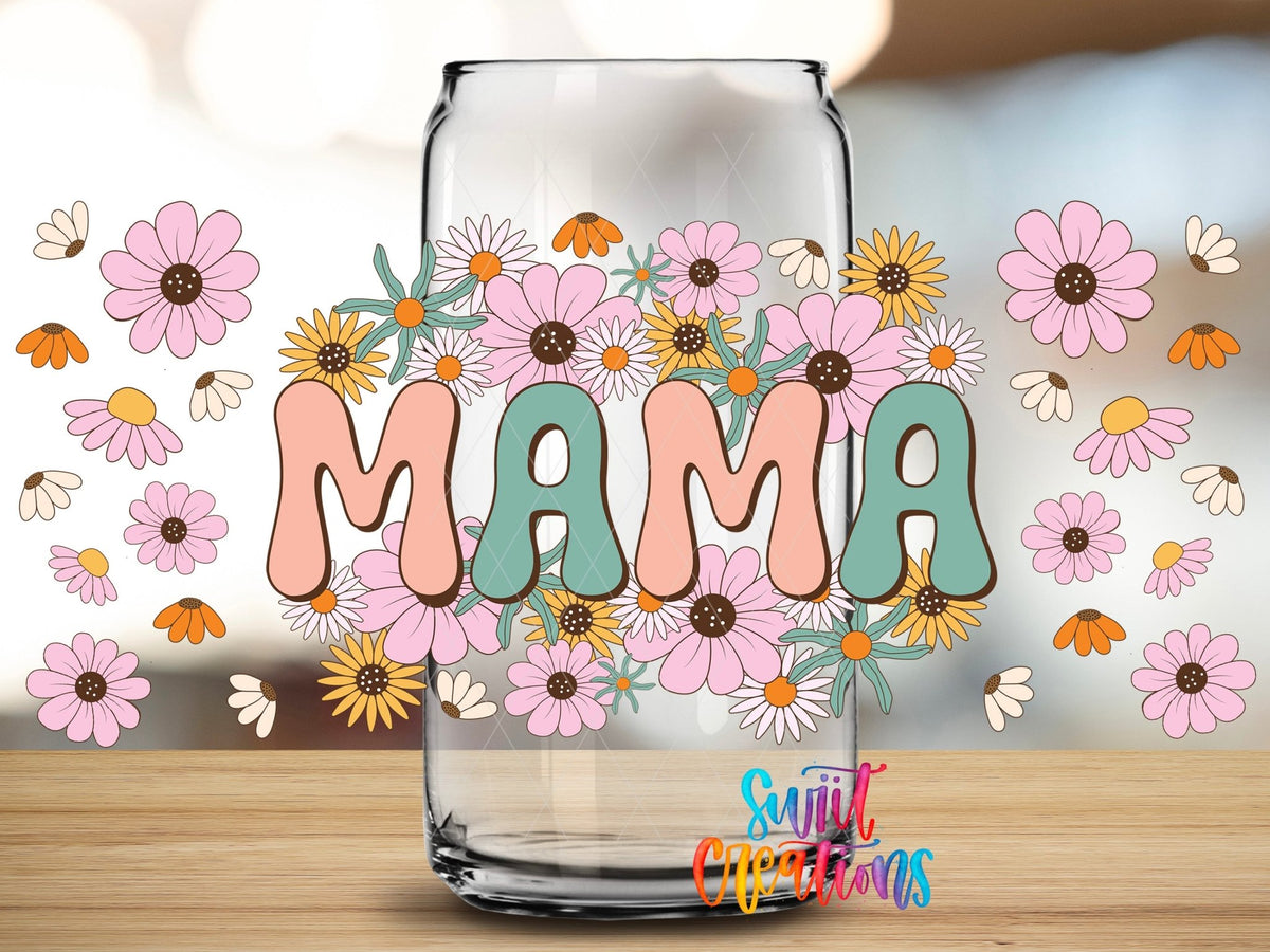 Retro Mama UV DTF Transfer Tumbler Wrap | Floral Boho Mom Cup Decal | DTF048 - Swiit Creations