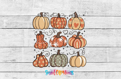 Retro Pumpkin UV DTF transfer shown as a full artwork preview from Swiit Creations