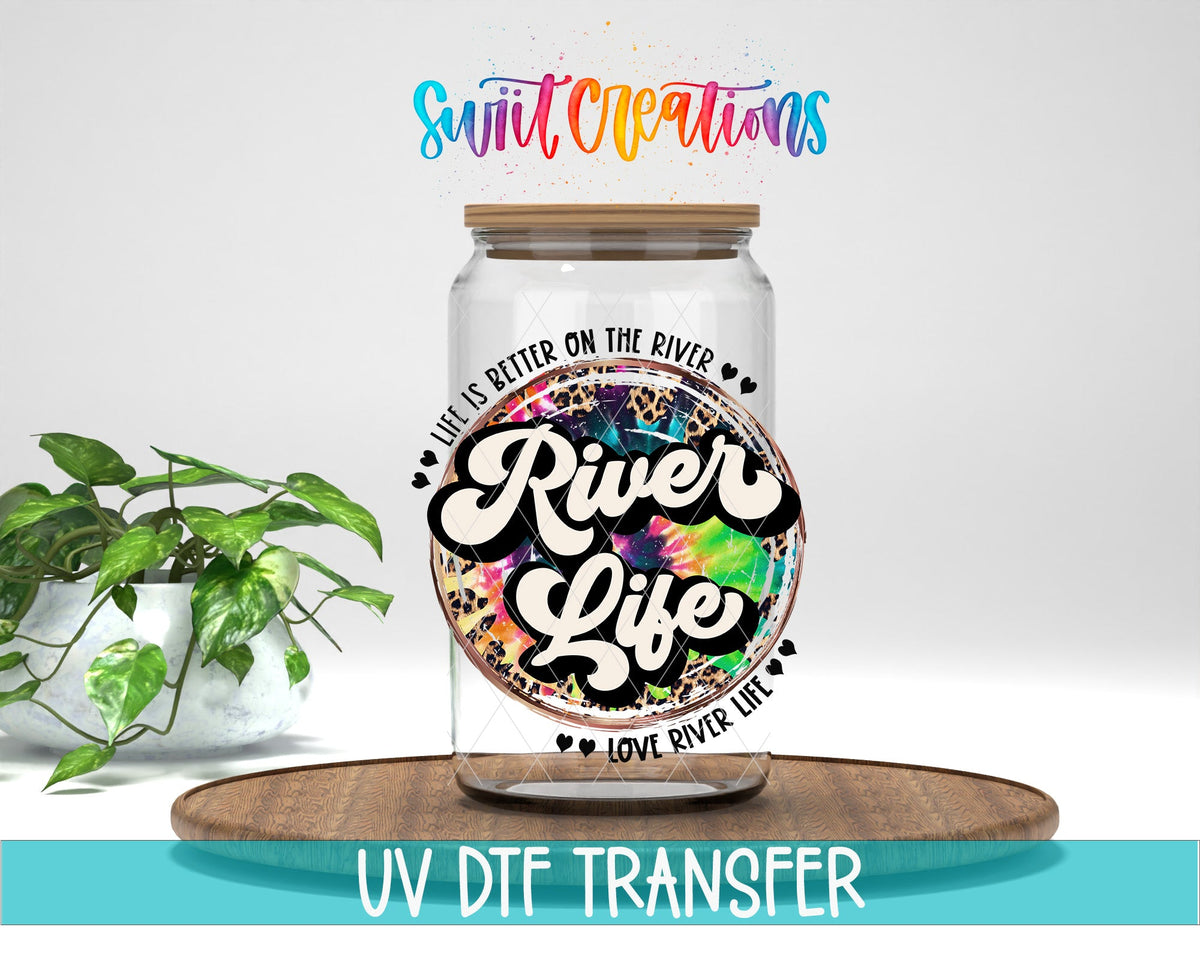 River Life UV DTF Decal | Tie Dye Leopard River Tumbler Wrap | UV867 - Swiit Creations