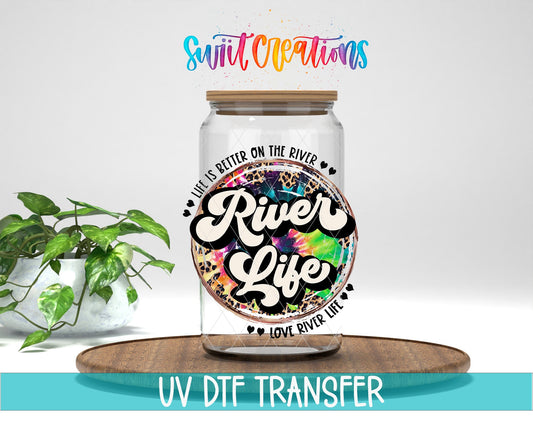 River Life UV DTF Decal | Tie Dye Leopard River Tumbler Wrap | UV867 - Swiit Creations