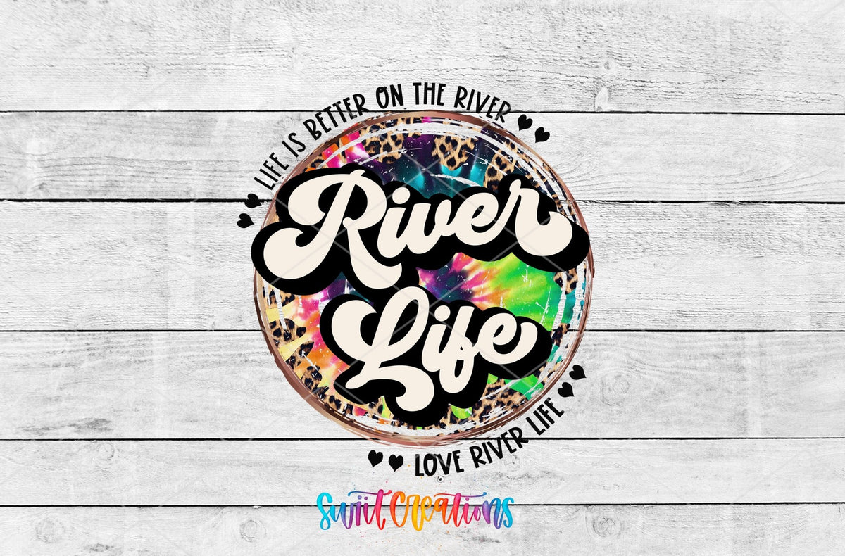 River Life UV DTF Decal | Tie Dye Leopard River Tumbler Wrap | UV867 - Swiit Creations