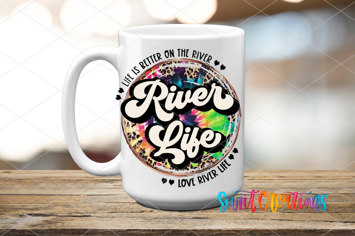 River Life UV DTF Decal | Tie Dye Leopard River Tumbler Wrap | UV867 - Swiit Creations
