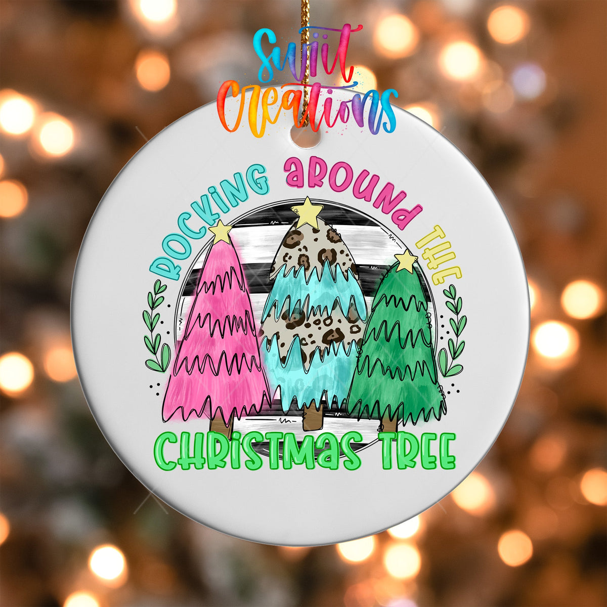 Rocking Around the Christmas Tree UV DTF Ornament Transfer | O-1689 - Swiit Creations