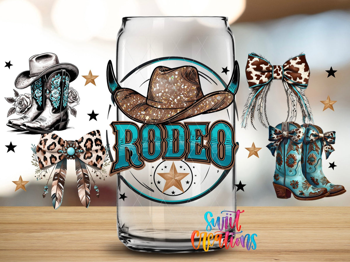Rodeo Western UV DTF Decal | Cowgirl Boots Bow Cowboy Hat Cup Transfer | DTF285 - Swiit Creations
