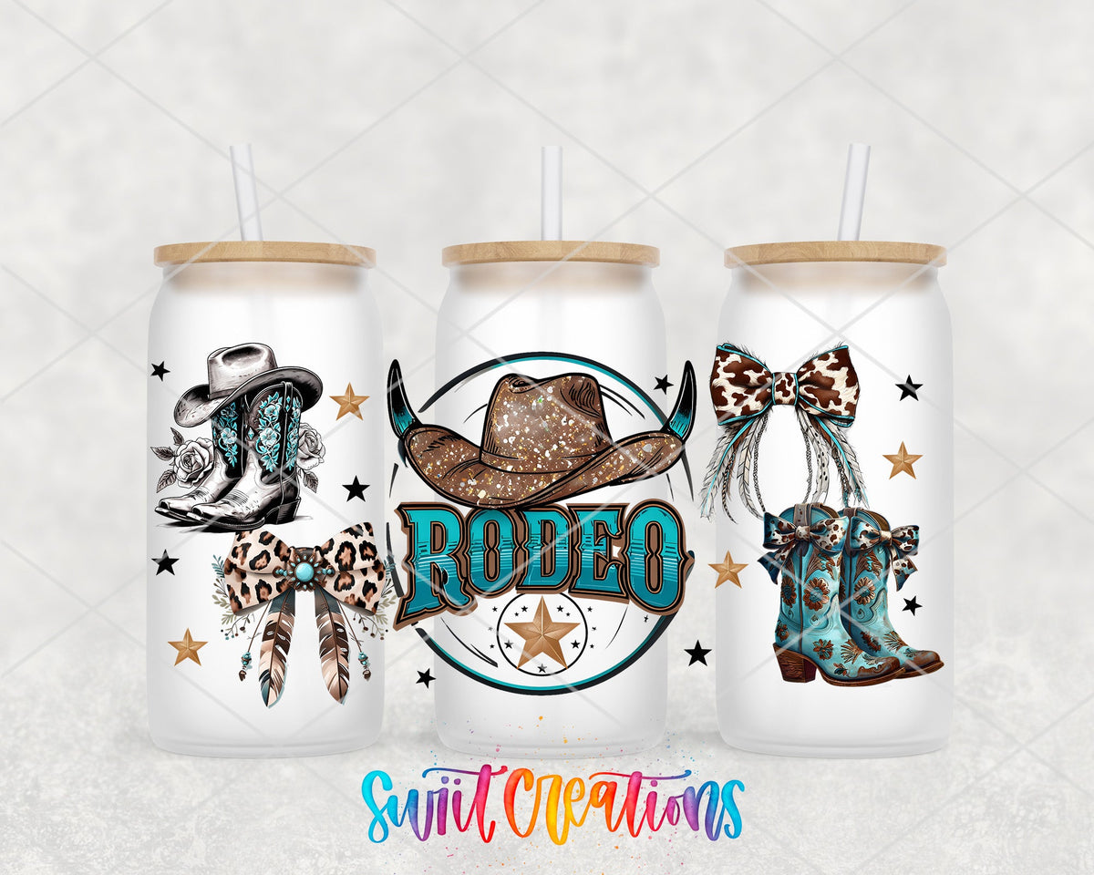 Rodeo Western UV DTF Decal | Cowgirl Boots Bow Cowboy Hat Cup Transfer | DTF285 - Swiit Creations