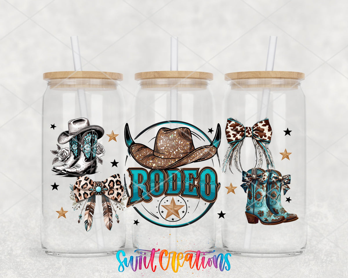 Rodeo Western UV DTF Decal | Cowgirl Boots Bow Cowboy Hat Cup Transfer | DTF285 - Swiit Creations