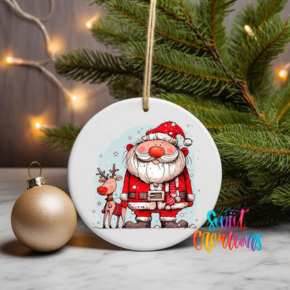 Santa and Reindeer UV DTF Ornament Transfer | O-1334 - Swiit Creations