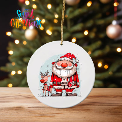 Santa and Reindeer UV DTF Ornament Transfer | O-1334 - Swiit Creations
