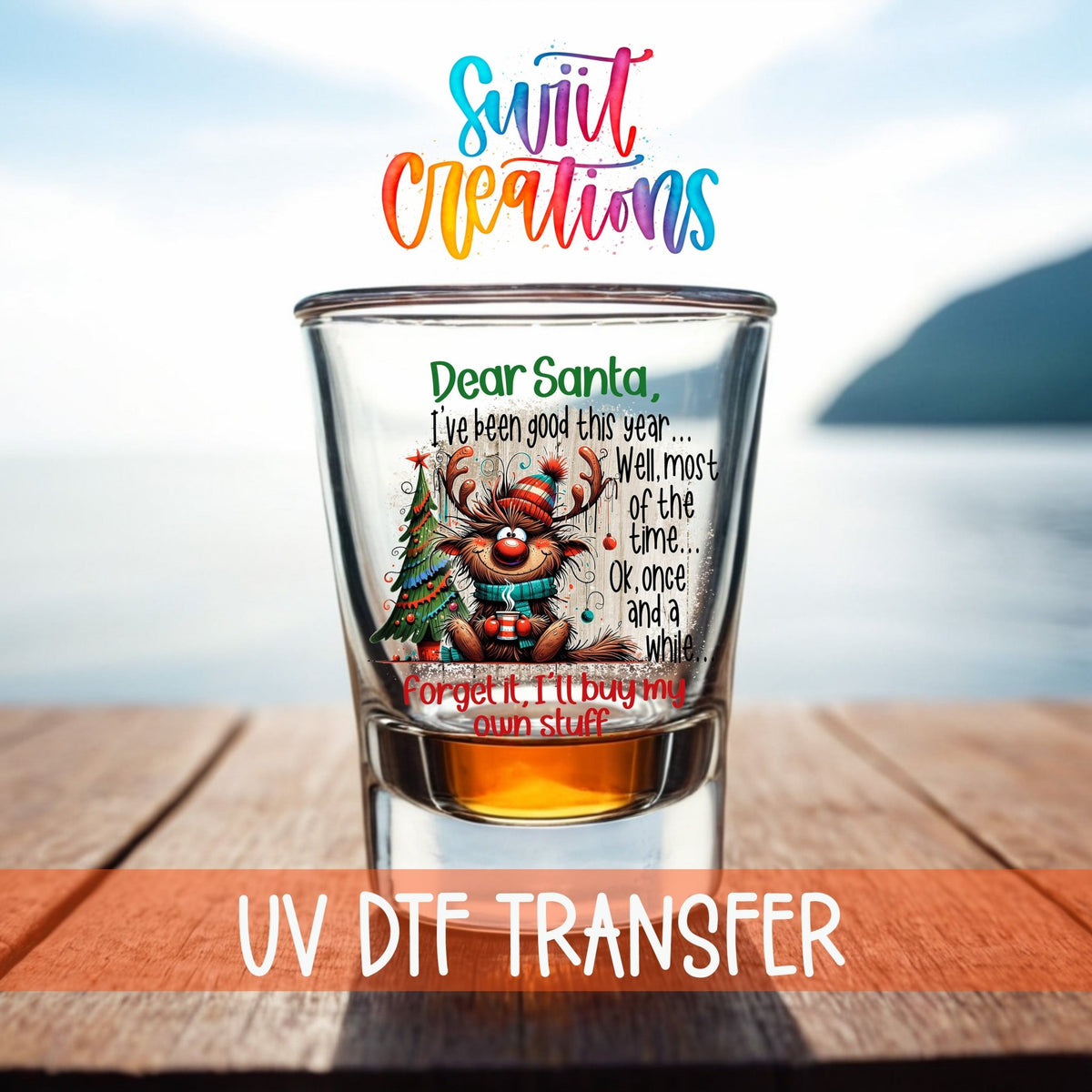 Santa I've Been Good Christmas UV DTF Shot Glass Transfer | SG1311 - Swiit Creations