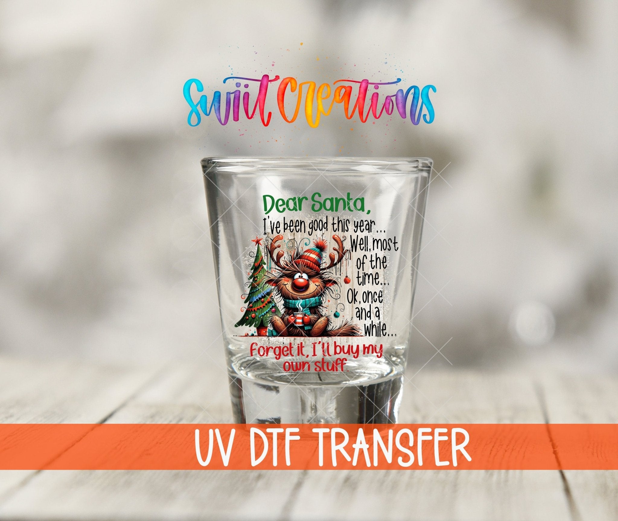 Santa I've Been Good Christmas UV DTF Shot Glass Transfer | SG1311 - Swiit Creations