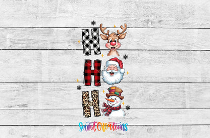 Swiit Creations UV DTF Santa Reindeer Snowman transfer shown as the full artwork preview