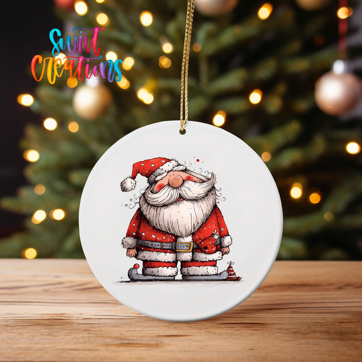 Santa Smile Christmas Ornament UV DTF Decal | O-1330 - Swiit Creations
