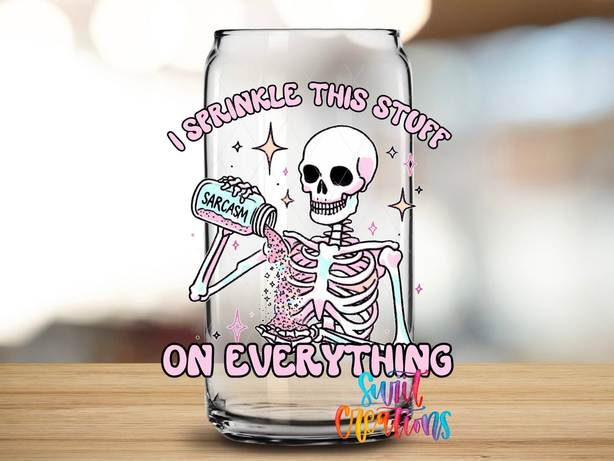 Sarcasm Skeleton UV DTF Decal | Funny Pastel Skeleton Cup Wrap | UV845 - Swiit Creations