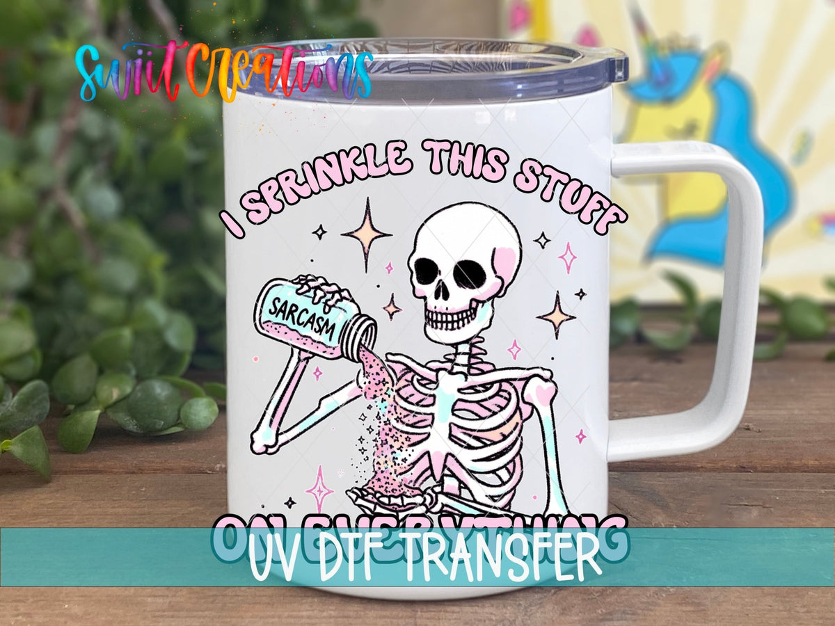 Sarcasm Skeleton UV DTF Decal | Funny Pastel Skeleton Cup Wrap | UV845 - Swiit Creations