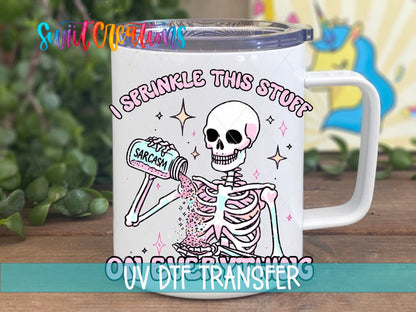 Sarcasm Skeleton UV DTF Decal | Funny Pastel Skeleton Cup Wrap | UV845 - Swiit Creations