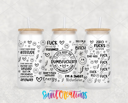 Sarcastic Dumbfuckery UV DTF Transfer Tumbler Wrap | Adult Humor Quote Wrap | DTF330 - Swiit Creations