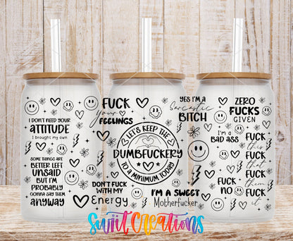 Sarcastic Dumbfuckery UV DTF Transfer Tumbler Wrap | Adult Humor Quote Wrap | DTF330 - Swiit Creations