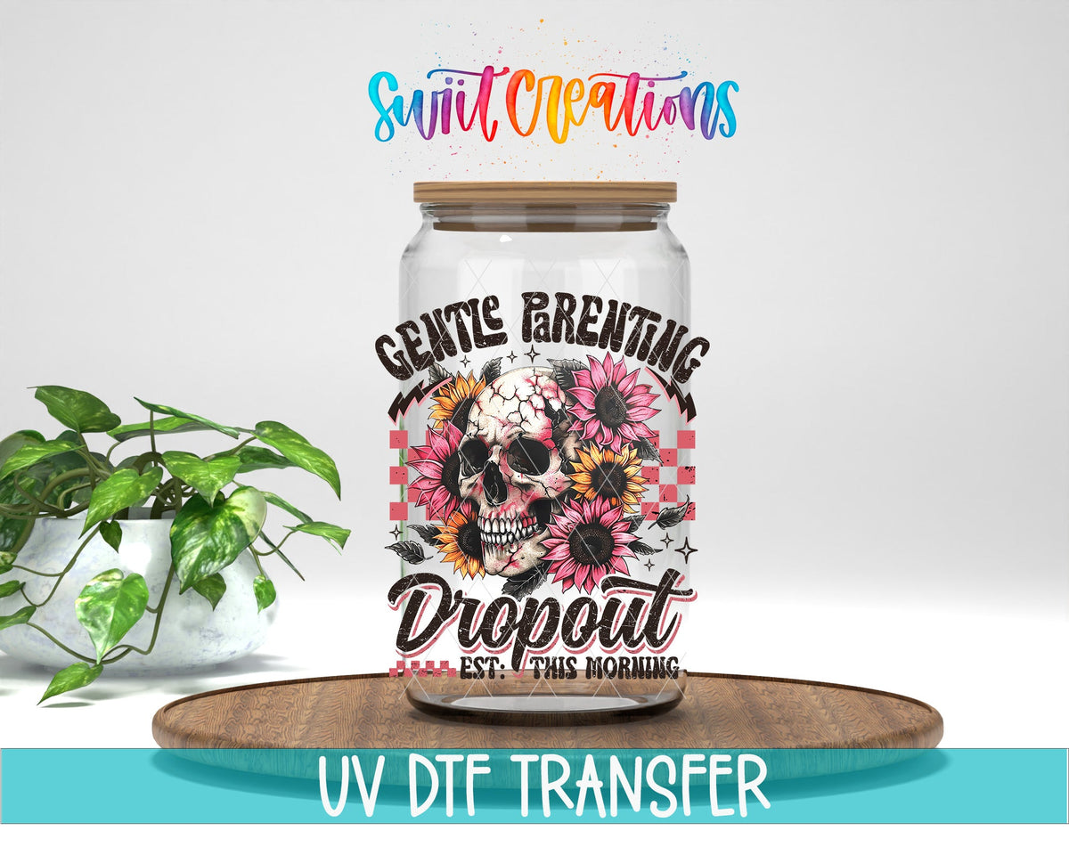 Scarcastic and Sassy Mom Group Dropout UV DTF transfer displayed on a clear jar mockup from Swiit Creations