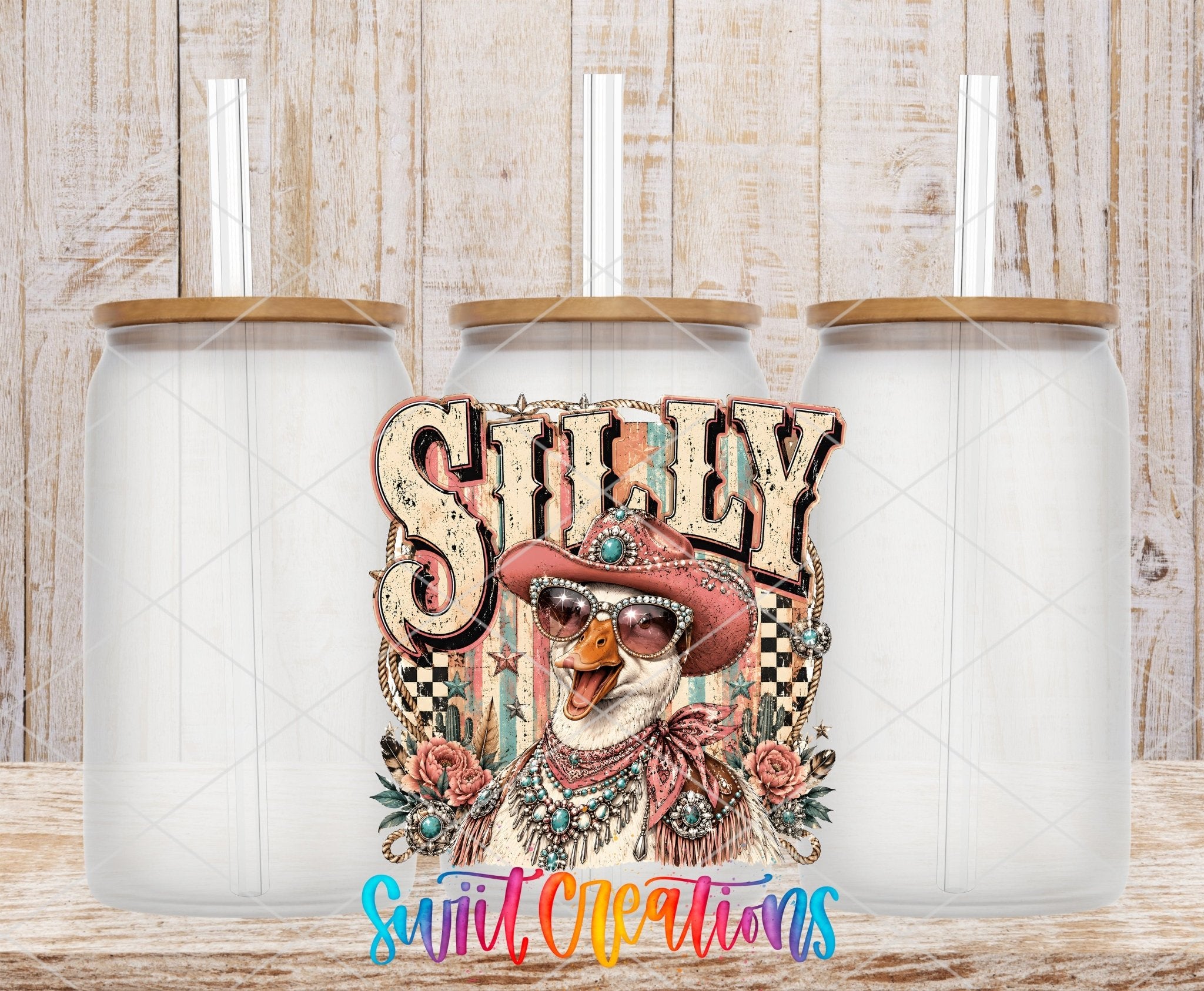 Silly Goose Western Goose UV DTF Transfer | Retro Cowboy Goose Drinkware Design | UV2089 - Swiit Creations