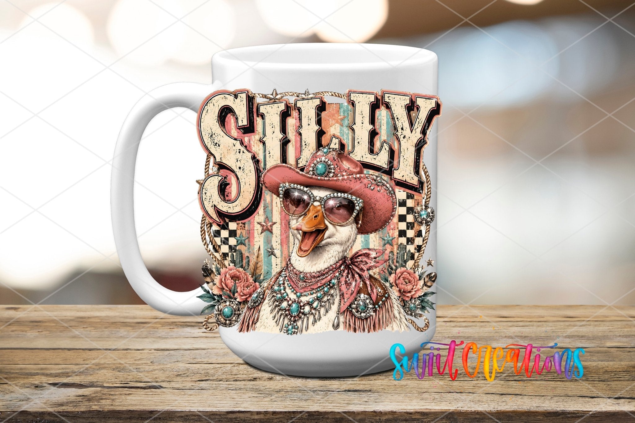 Silly Goose Western Goose UV DTF Transfer | Retro Cowboy Goose Drinkware Design | UV2089 - Swiit Creations